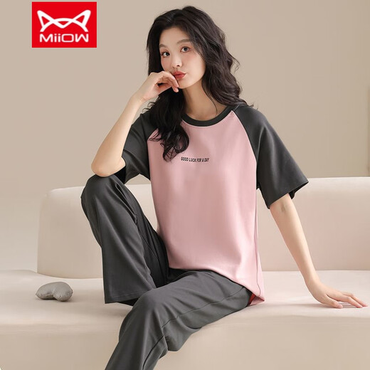 Catman (Miiow) reiner Baumwollpyjamas für Frauen Frühling und Sommer kurzärmelige Hosen lässige losen Frauen koreanische Heimkleidung für Herbstbekleidung