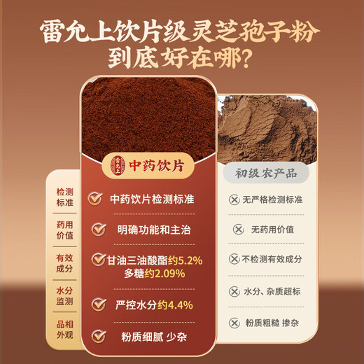 雷允上破壁灵芝孢子粉1g*60袋 中药饮片级吉林长白山灵芝粉 补气安神 健脾益肺 送礼滋补品