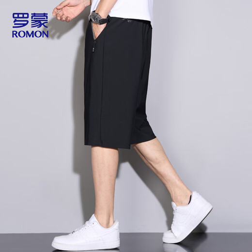 Romon (Romon) Sports Shorts masculins Été respirant mince lâche décontracté pantalon de plage pantalon court zh9877 noir 2xl
