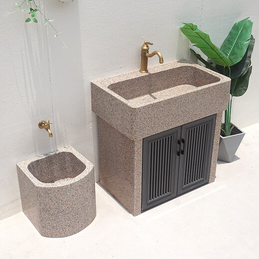 South Sandwich outdoor washbasin courtyard open-air marble balcony outdoor courtyard garden washbasin wash menu basin outdoor 60CM empty pool cabinet door
