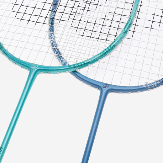 迪卡侬初学成人青少年耐打轻盈金属碳铝复合羽毛球对拍超轻蓝绿-5669687