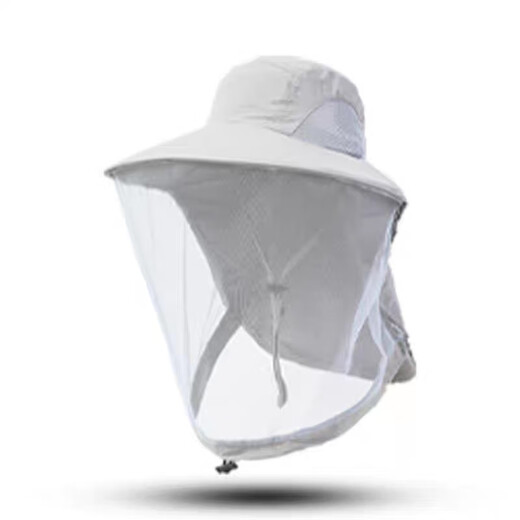 Zi Jiafu Y Fishing Hat Mesh Mask Honey Collection Anti-Bee Sun Hat Summer Outdoor Anti-mosquito Camping Shawl Neck Guard Mountaineering Light Gray