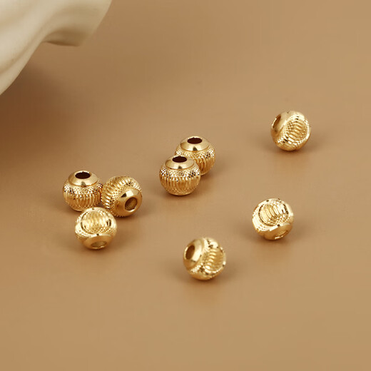 Qianjun Craftsman's Carefully Selected l Pure 18K Gold Pendant for Women Simple Plain Gold Pearlescent Treasure Transfer Beads Chain Pendant Loose Beads Accessories 18K Light Gold Customized