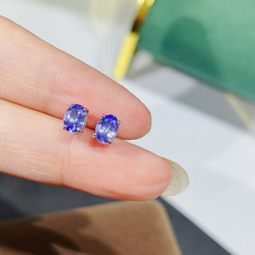 Puli natural tanzanite silver 18k gold earrings for women four-grab earrings crystal gem s925 sterling silver ear piercing earrings single main stone 3mm pair