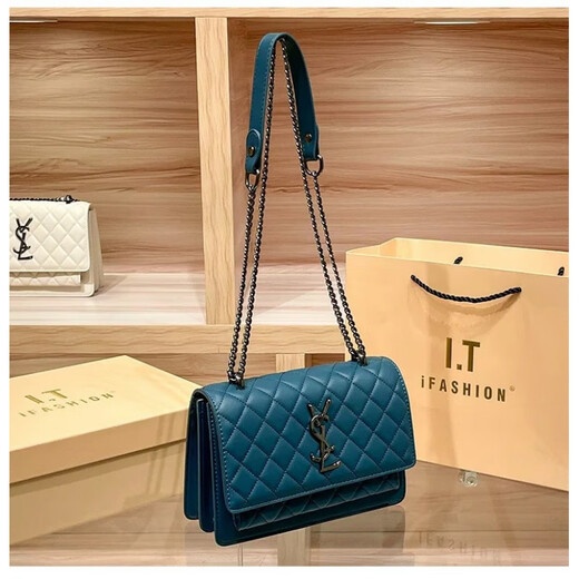 Bian Niao Light Luxury Brand Genuine Leather Bag Women's Bag Diamond Chain Underarm Bag Small Xiangfeng Fashion Versatile Shoulder Crossbody Women's Black Exquisite Gift Box + Gift Bag