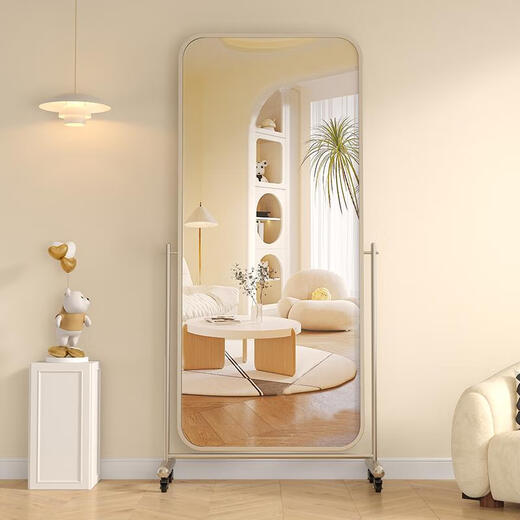 
Yusenyi HD full-body mirror makes it look taller and slim. Dressed for home floor-standing mirror arched and movable internet celebrity photography special dance mirror Rounded corner dance mirror 165*56 delivery upstairs* damaged