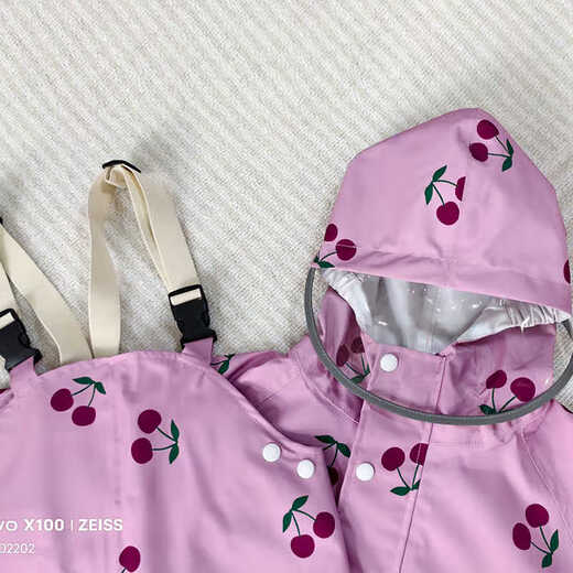 Shantou Lincun 2025 Split Children's Raincoat Male and Female Baby Waterproof Overalls Raincoat Primary School Kindergarten Cherry S1 Piece
