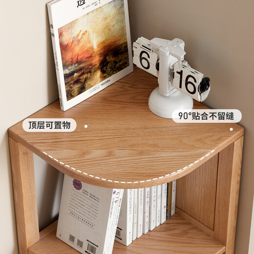 Genji Muyu solid wood corner bookshelf corner storage rack bookcase multi-layer storage rack floor-standing triangle cabinet solid wood color 1.74 meters