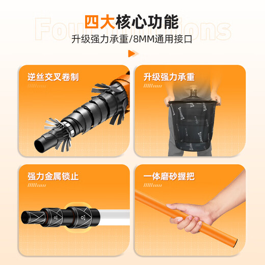 Yuzhiyuan Copy Net Copy Net Full Set Telescopic Copy Net Rod Copy Fish Net Pocket Fishing Net Copy Net Fishing Net Copy Net Telescopic Rod 1.8m 40cm Aluminum Alloy Net Head Battle Orange White