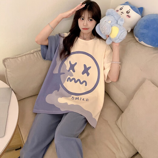 Junjunsui dimei pyjamas für Frauen reine Baumwolle kurzärmelige Hosen Frühlings- und Herbst-Cartoon-Frauen große Größe 200 Jin [Jin entspricht 0,5 kg] Sommerstudent Home Clothing Set Kurzlänge-WB-671 Dingdang Cat 3xl große Größe (170-200 Jin [Jin Equals 0,5 kg])))