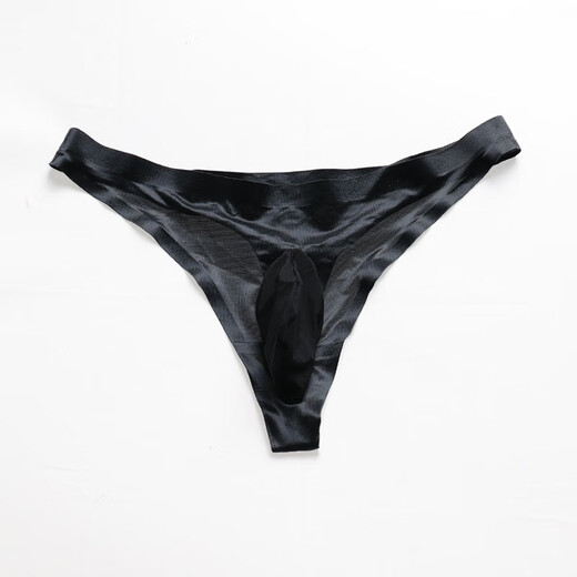 Sexy men's seamless ice silk JJ set thong ultra-thin large size silky sexy bullet separation briefs white L size set opening 90-120Jin Jin equals 0.5 kg