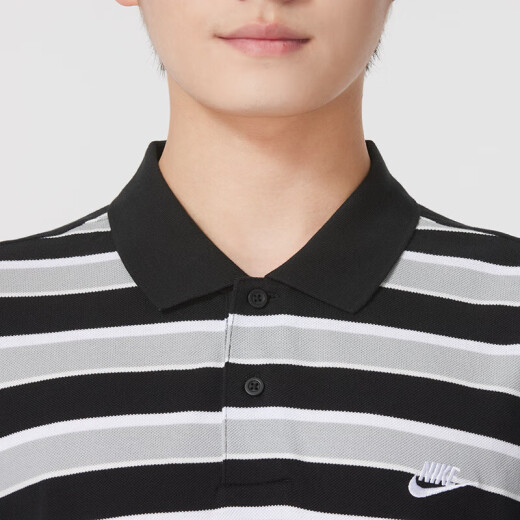 
Nike (NIKE) short-sleeved POLO shirt men's 2025 summer new striped sportswear casual lapel T-shirt half-sleeved top FN3897-010 black and white stripes S