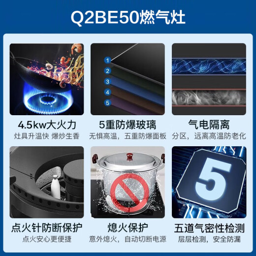 海尔（Haier）抽油烟机家用烟灶套装顶侧双吸油烟抽烟机大吸力机厨房燃气灶具二件套7字侧吸式变频EC723 【两件套】4.5KW猛火灶Q2BE50(液化气)
