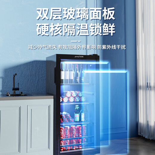 Xia Xin Ice Bar Freezer European Style Constant Temperature Wine Cabinet Hotel Home Living Room Refrigerator Mini Small Single Door Office Fresh Display Sample Tea Beverage Medicine Cabinet Fully Refrigerated + Blue Light Light Level 1 Energy Efficiency 179 Liters
