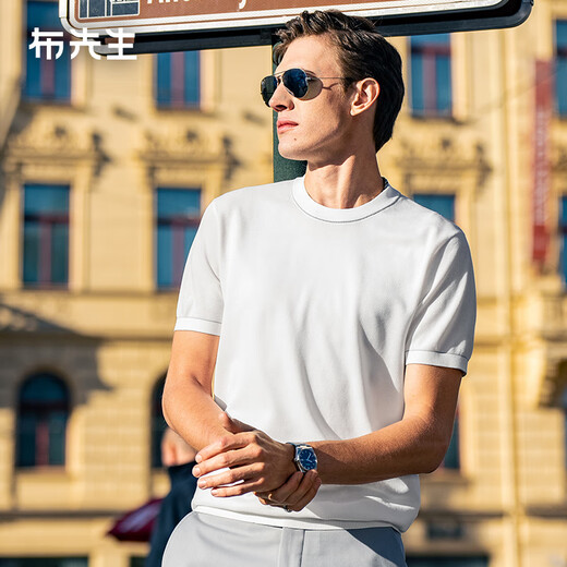 
Mr. Cloth T-shirt contrasting color round neck knitted T-shirt 2025 spring and summer new skin-friendly cool men's short-sleeved ET15099 Haoyuebai S __165