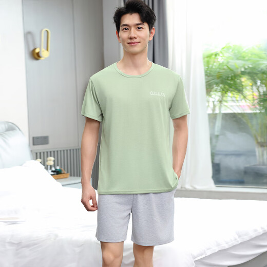 浪莎睡衣男士夏季短袖青中年薄款大码男式夏天休闲春秋家居服套装 9934【H系列短袖套装】 XL 【推荐130-150斤】