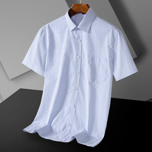 
MONTAGUT 2025 high-end brand men's short-sleeved shirt middle-aged business DP pure cotton formal wear professional workwear free solid color lining DX6628 42