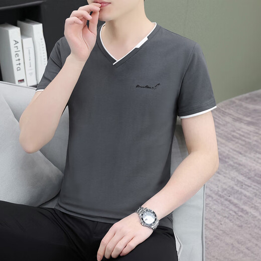 Septwolves Camisa de manga corta de hombres puros de algodón puro con cuello delgado jóvenes delgados jóvenes delgados mimes de pollo para hombres con cáscara de corazón de pollo para hombres mimbrezk blanco QY694 2XL [140-155Jin [Jin equivale a 0.5 kg]]]