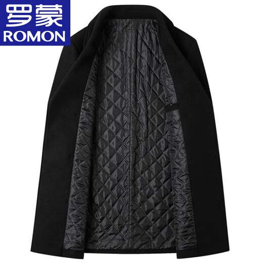 Romon High-End-Wollmantel für Herrenjacke mit mittlerem Herbst und Wintergeschäft Casual Casued Cotton Tweed Trench Coat Grau XL Referenz etwa 125-140