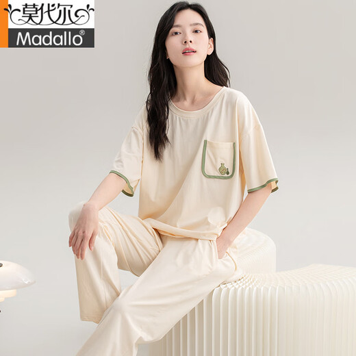 莫代尔睡衣女夏季新款夏天纯棉短袖长裤半袖春秋高级感家居服套装可外穿 CM65031【女】 Z9721 M 【建议80-100斤穿】