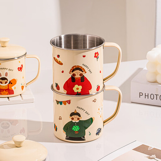 TREEJACK 316L Stainless Steel Children's Cartoon Mark Water Cup Baby's Special Mouthwash Drinking Cup Milk Juice Drink Cup