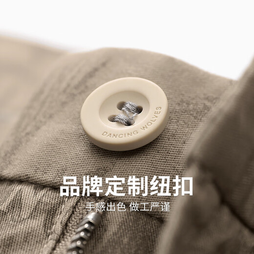 与狼共舞【满身印花】休闲短裤男2025夏季新款纯棉弹力时尚青年五分裤4019 卡其701 32