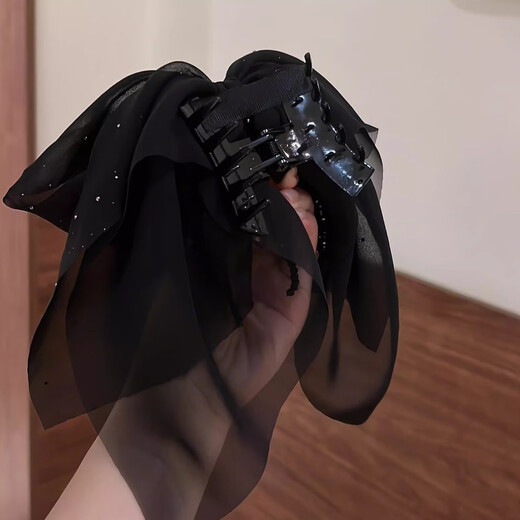 Gu Nai 2025 new gauze bow tassel grabber female high ponytail versatile fashion shark clip half-tied hairpin