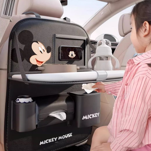 骉祥德国品质汽车座椅后背收纳挂袋车桌板置物架车上收纳神器e							 米奇 车型通用带桌板】+置物桶