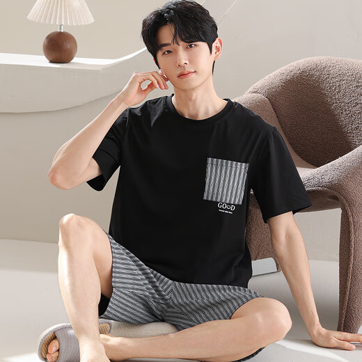 Yalu Summer Pajamas Modal Modal Seda Hielo de seda Menizante de gran tamaño Adolescente Internet Estilo de celebridades Ropa para el hogar Summer 01T9716 Hombres l