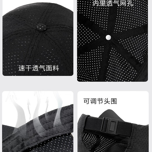 TUTORGOOSE不褪色夏季新款大头围防晒帽速干网眼透气帽子男士薄款遮阳棒球帽 深灰色 XL 加大码（59-63cm）