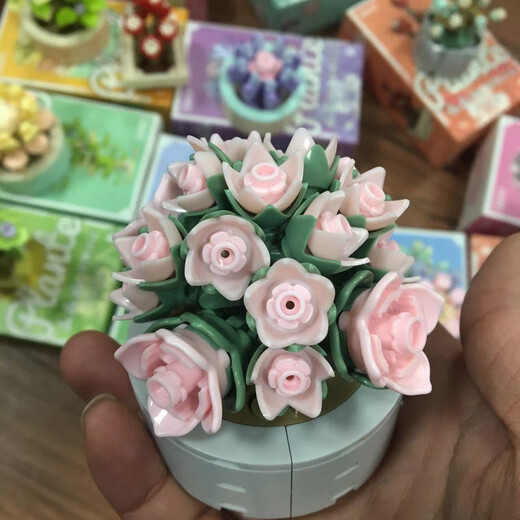 牧王星兼容乐高佳奇中国迷你多肉盆栽积木玩具女孩系列永生花教师节情人 XJ-10975(A) 雪天使