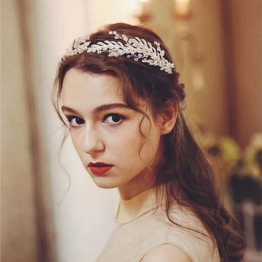 Wei Ci high-end Korean style bride crown tiara forest crystal princess headband wedding evening dress wedding hairstyle hair accessories silver