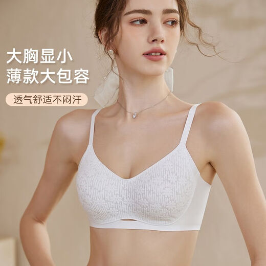 雅鹿官方正品无痕内衣女薄款大胸显小胸裸感舒适透气全罩杯文胸罩大码 w2677肤色 隐形粉底液肤 75B 34/75 (建议C)