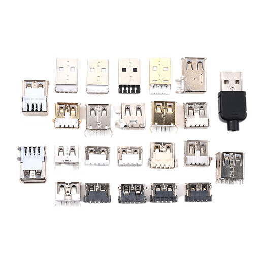 Zejie USB interface female connector male female connector socket socket A type A female A male patch straight plug side plug curved pin straight pin USB A male wire welding type gold-plated (5 pieces)