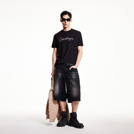 
Jack Jones (JACK/JONES) Reassuring Quality 25 Years Men's Short Sleeve T-Shirt Men's Summer Soft Drop Silky Modal Round Neck High-end Half Sleeve E40 Black Regular M