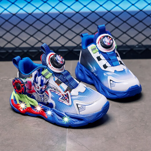 Gaolexin Sairo Ultraman Boys Schuhe im Sommer Neue Kinder -Sneaker beleuchtet Maschen. 31 innere Länge 19.1