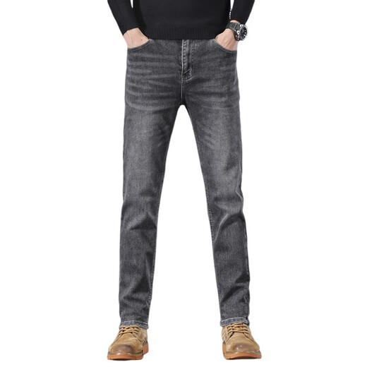 Zengzhi (Zengzhi) Zengzhi Denim 2024 Otoño e invierno Nuevos jeanses delgados rectos rectos y pantalones de vellón engrosados ​​9930 gris negro más vellón 28