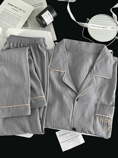 Molianya 2025 neuer Frühlings- und Herbst-Pyjamas für Männer, vier Jahreszeiten Universal Cloud Cotton Longleved Teenager Boys Home Clothing Set 12401 Buchstabe Pocket L.