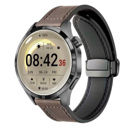 Huawei Universal Smart Watch Men's GT5, называемый NFC, контролирующий сердечный ритм для кровяного давления сон здоровый спортивный браслет GT4POR-Black DISC DISC Коричневый ремень [Bluetooth Call + True Crued Dative Glood Clood Grap