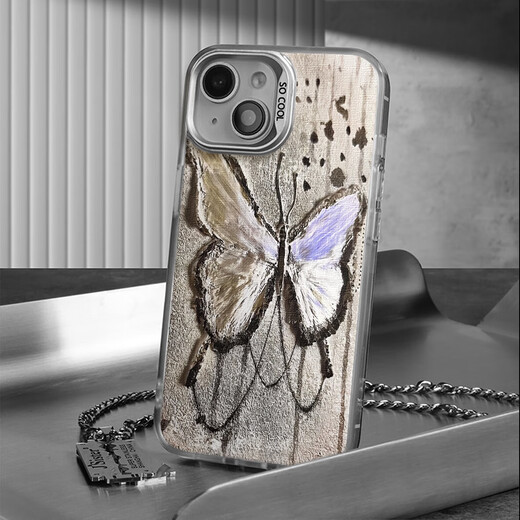 Povorm adapté pour Apple 15Promax Mobile Phone Case Nouveau 14 Retro 13 Dream 12 Niche Cartoon 11 Spring XS Anti-Fall xr couple Internet Celebrity plus femelle iPhone Hard Shell Light Pink - Textured Butterfly Yla723 Flat iPhone 14 Plus