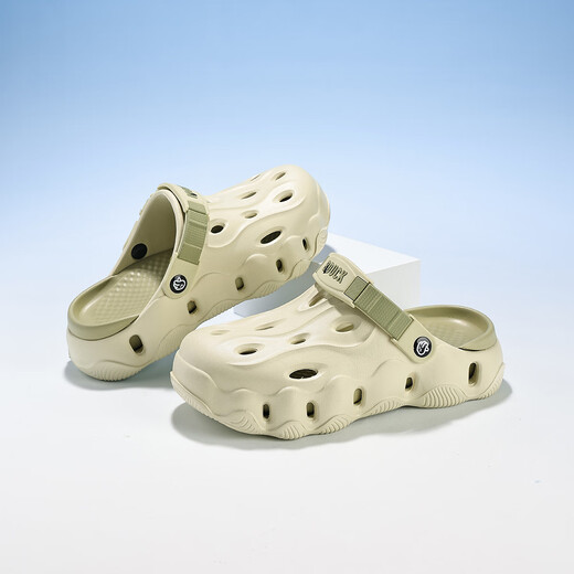 B.Duck little yellow duck children's shoes children's hole shoes boys and girls parent-child outdoor sandals and slippers adult garden shoes 5998 military green 42