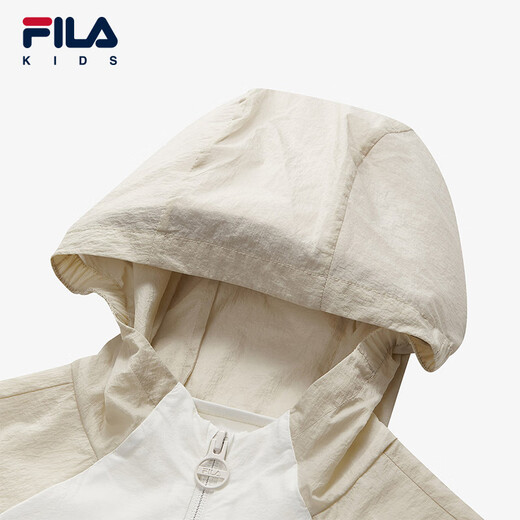 FILA Children's Clothing Children's Sun Protection Clothing 2025 Summer New Boys' Hooded Loose Woven Jacket Cloud Mushroom White-WT 160