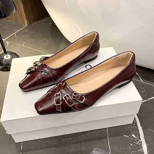 Mary man mouton peu profonde chaussures célibataires pour femmes Nouveau style de chaussures Doudou à la mode