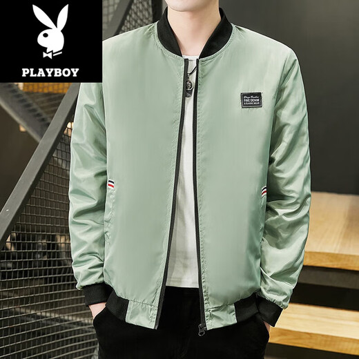 Playboy (PLAYBOY) 2025 Spring and Autumn Jacket Men's Trendy Baseball Collar Thin Casual Short Style Outdoor Wearing Handsome Men's Jacket 686 Jacket [Blank] 5XL [Suggested 175-190Jin [Jin equals about 0.5 kg]]