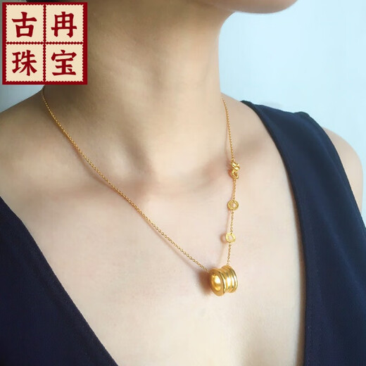 Guran 3D hard gold 999 pure gold transfer beads gold spring pendant set chain men's and women's fashion necklace pendant SF single spring pendant (excluding chain) 2.5g