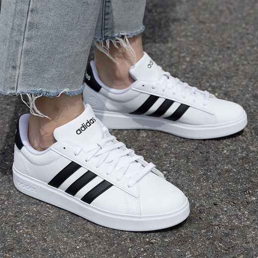 阿迪达斯 （adidas）男女鞋夏季新款透气休闲网球鞋皮面低帮板鞋情侣白鞋女 GW9196 36