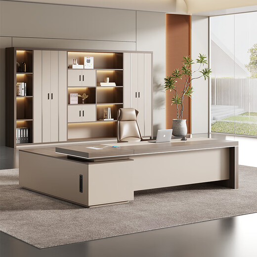 Banran light luxury boss desk and chair combination simple modern atmosphere executive desk high-end back cabinet president manager desk office furniture 1.8 meters boss desk