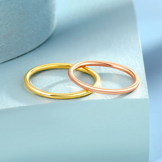 OEMG 18k gold ring for women, three lives, three generations, plain ring, large hand decoration, fine gold ring tail ring, stacking gift, K red (glossy) starting from 0.6g, more refunds, less replacement, 8 ring size