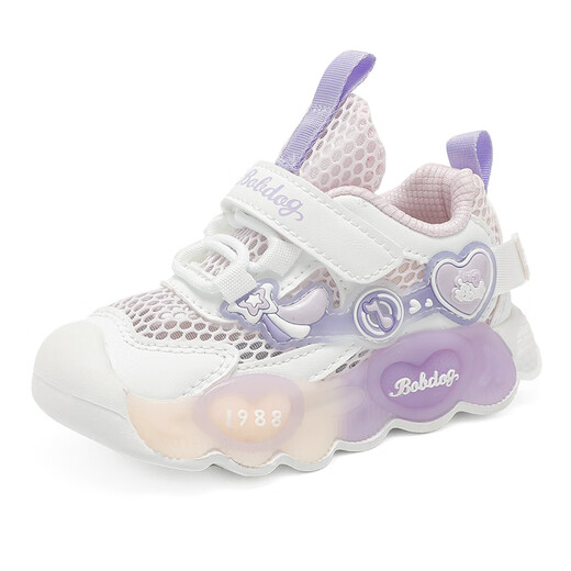 Babudou Children's Shoes Girls Flash Shoes Summer Baby Mesh Shoes Children's Toddler Shoes 103352076 Pink Purple/White 25
