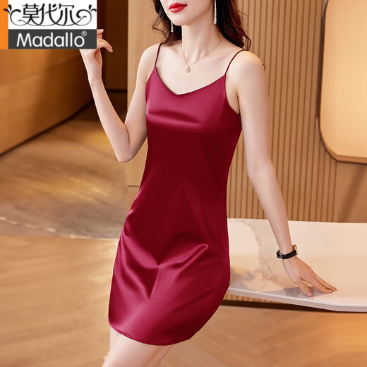 莫代尔2025新款高端真丝睡衣女夏季中年妈妈性感桑蚕丝吊带睡裙睡袍 6625-香槟色 柔软细腻亲肤 3XL 130-140斤